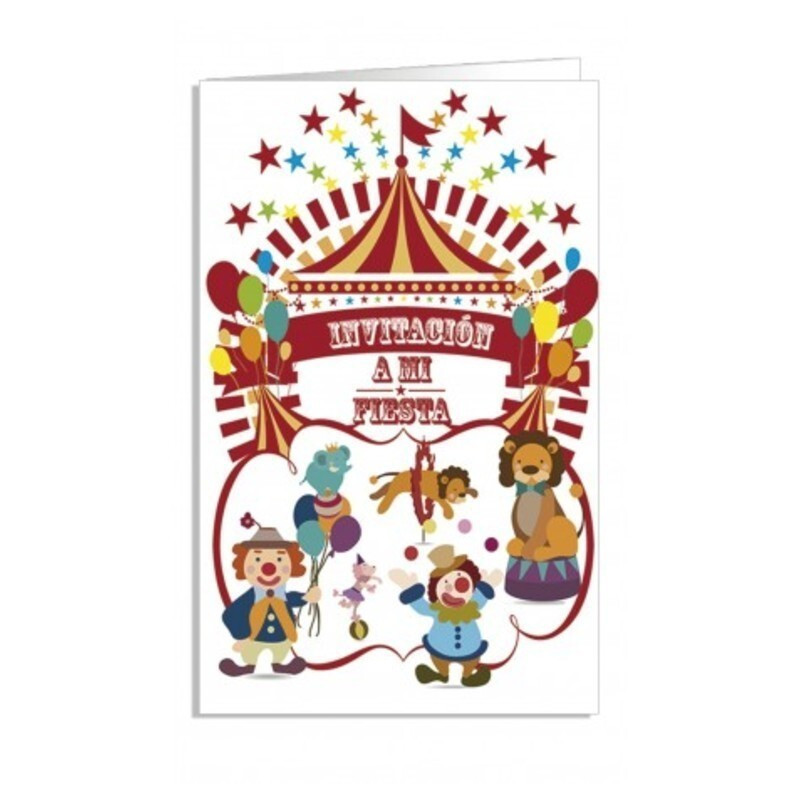 TARJETA INVITACION FIESTA ARGUVAL INFANTIL CIRCO BLISTER 8U 38188