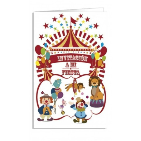 TARJETA INVITACION FIESTA ARGUVAL INFANTIL CIRCO BLISTER 8U 38188