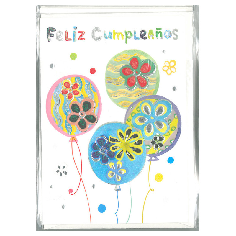 TARJETA FELICITACION ARGU TURNOWSKY GRABADO ORO CUMPLEAÑOS GLOBOS 39696 ^