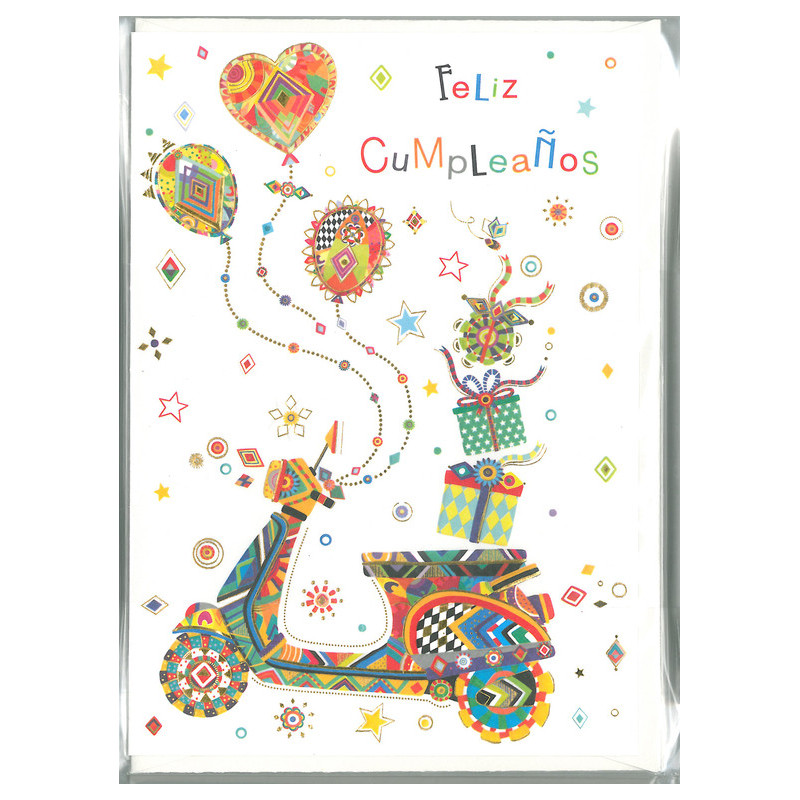 TARJETA FELICITACION ARGU TURNOWSKY GRABADO ORO CUMPLEAÑOS SCOOTER 39710 ^