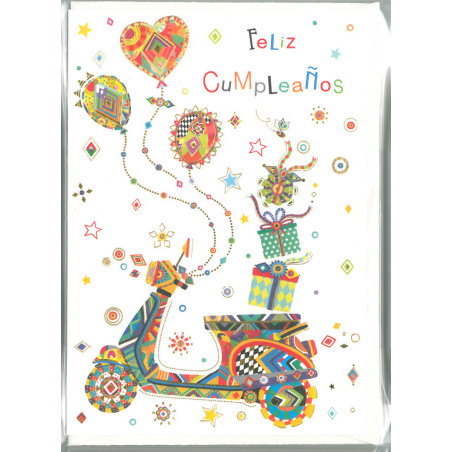 TARJETA FELICITACION ARGU TURNOWSKY GRABADO ORO CUMPLEAÑOS SCOOTER 39710 ^