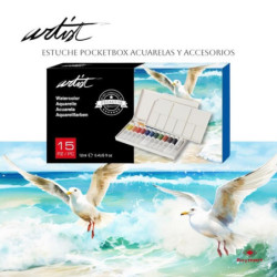 ACUARELAS EN ESTUCHE PLASTICO ALEX BOG 15 COLORES TUBOS 12ML PROFESSIONAL AB-0107