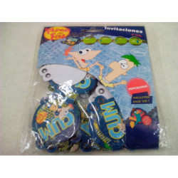 TARJETA INVITACION FIESTA VERBETENA PHINEAS & FERB DISCOS 6U 014001066 ^