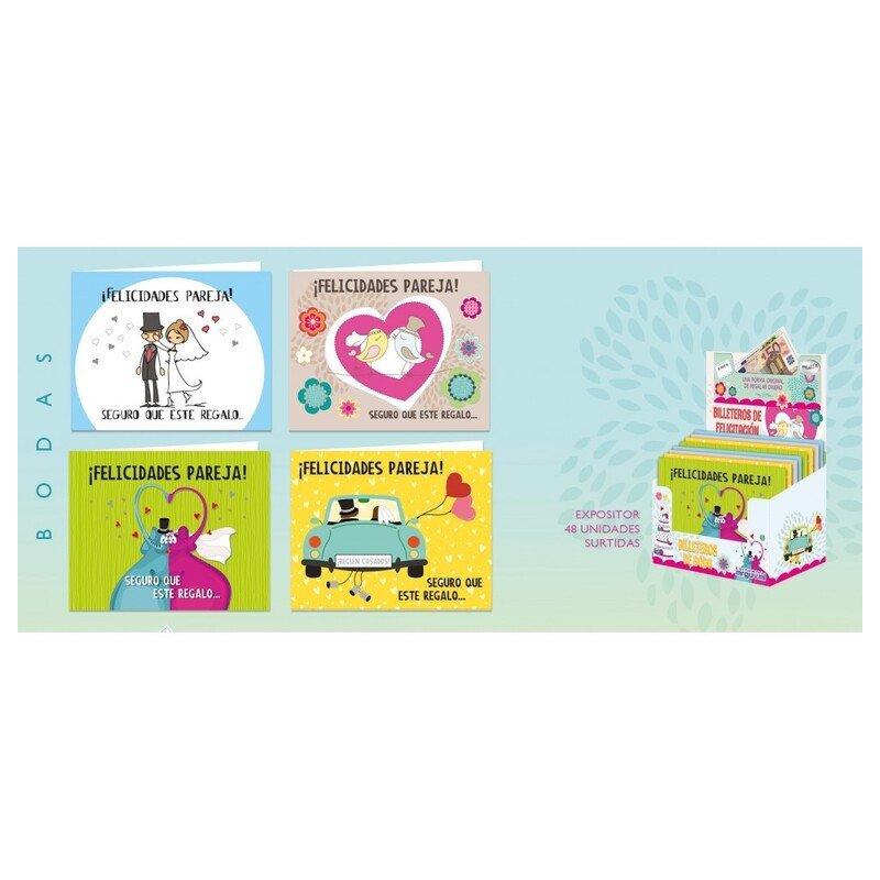 TARJETA FELICITACION ARGU BILLETERO BODA ANILLOS 37971 C/48U