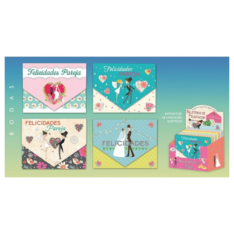 TARJETA FELICITACION ARGU BILLETERO BODA SURTIDOS 37974 C/48U