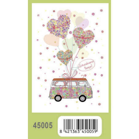 TARJETA FELICITACION ARGU TURNOWSKY GRABADO FURGONETA CORAZON 45005