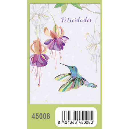 TARJETA FELICITACION ARGU TURNOWSKY GRABADO FLORES COLIBRI 45008