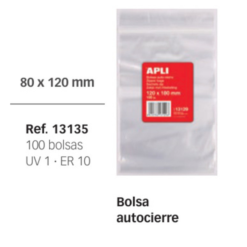 BOLSA AUTOCIERRE  8*12 CM PTE 100 APLI 13135
