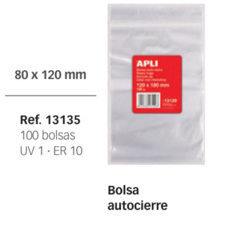 BOLSA AUTOCIERRE  8*12 CM PTE 100 APLI 13135