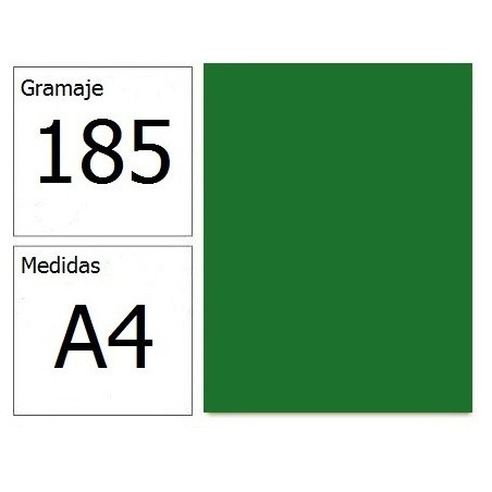 CARTULINA IRIS A4 185G VERDE BILLAR 50H.