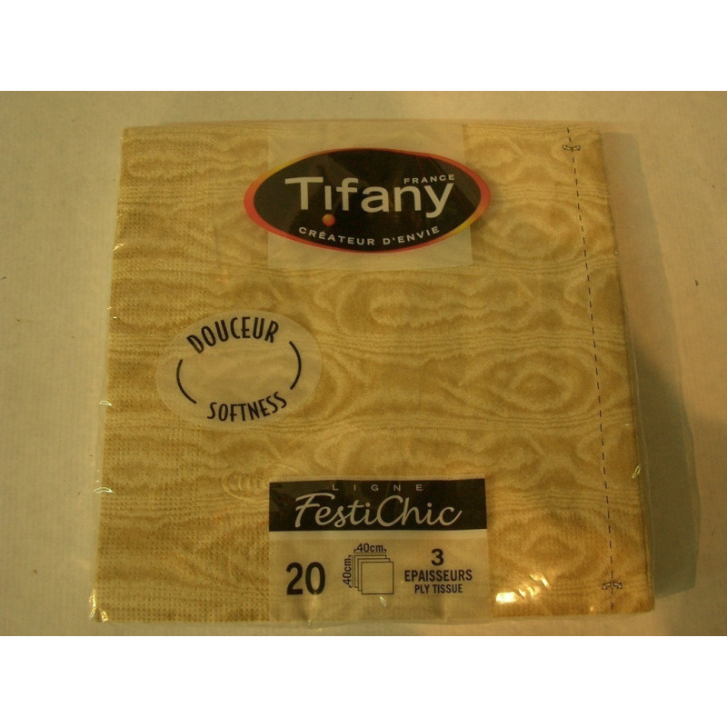 SERVILLETAS TIFANNY MOIRE ORO 40*40 PTE 20U 10351 ^