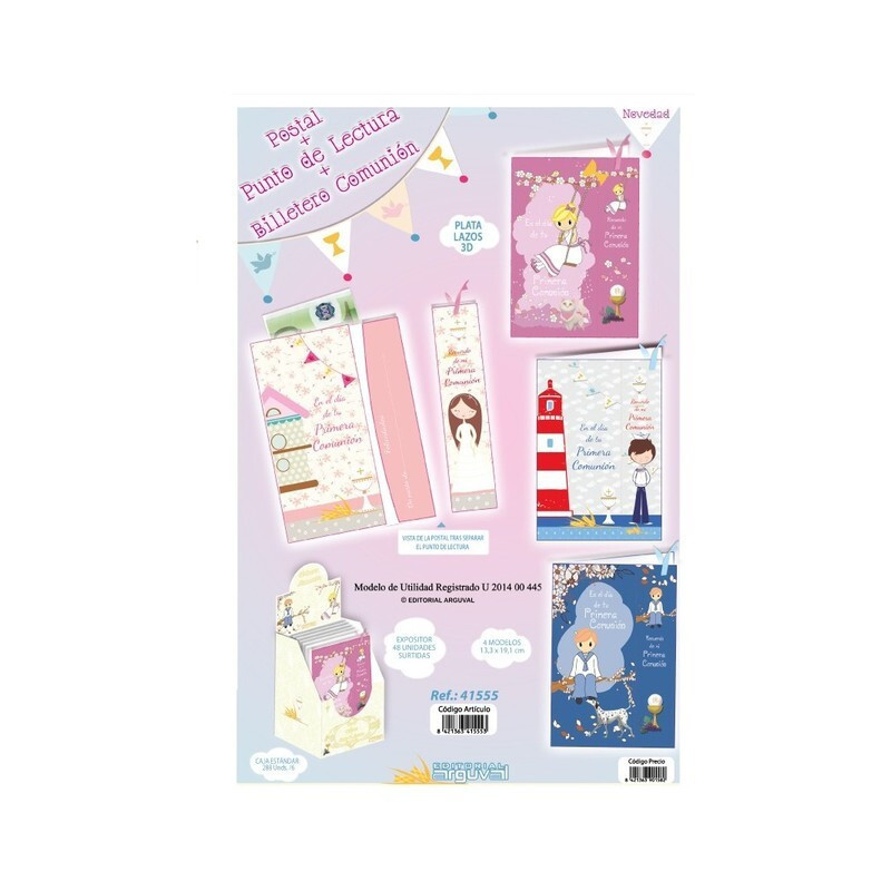 TARJETA FELICITACION ARGU BILLETERO COMUNION NIÑO NIÑA C/PUNTO LECTURA 41555 UNIDAD
