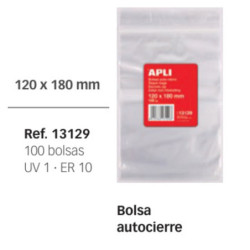 BOLSA AUTOCIERRE 12*18 CM PTE 100 APLI 13129