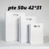 BOLSA PAPEL KRAFT BLANCA PRECISION 31+8*42+2 ASA TROQUELADA 1480902020 PTE 50U