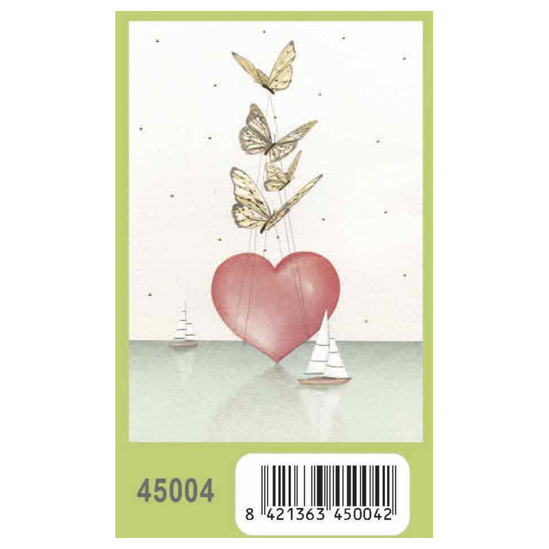 TARJETA FELICITACION ARGU TURNOWSKY GRABADO CORAZON MARIPOSAS 45004