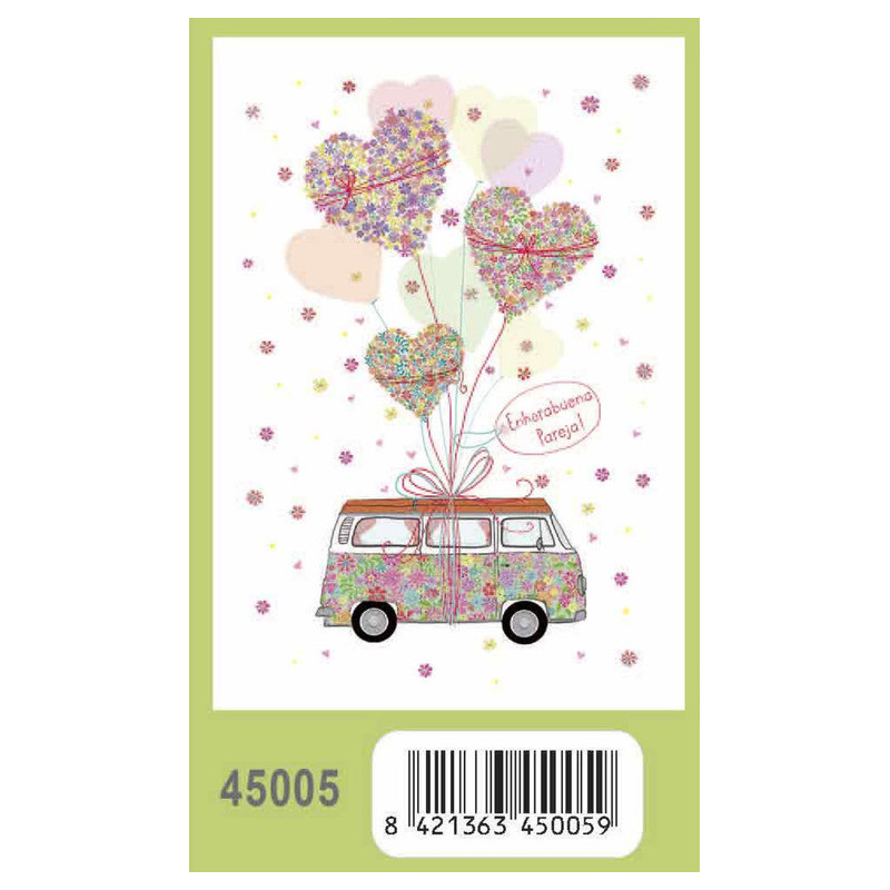 TARJETA FELICITACION ARGU TURNOWSKY GRABADO FURGONETA CORAZON 45005