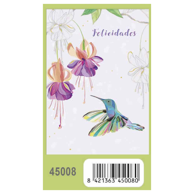 TARJETA FELICITACION ARGU TURNOWSKY GRABADO FLORES COLIBRI 45008