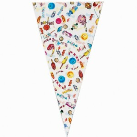 BOLSA CELOFAN DEC CONO MEDIANA CARITAS 100U VERBETENA ^