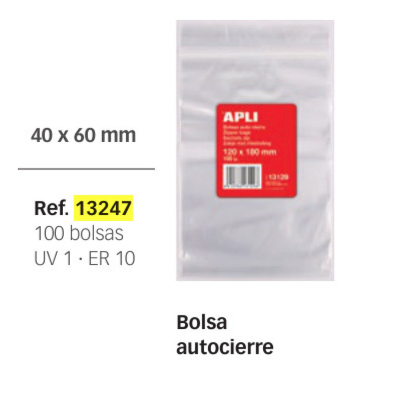 BOLSA AUTOCIERRE  4*6 CM PTE 100 APLI 13247