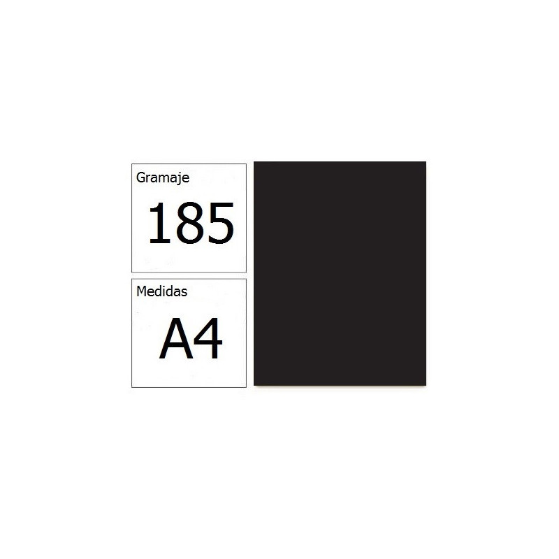 CARTULINA IRIS A4 185G NEGRO 50H.