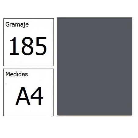 CARTULINA IRIS A4 185G GRIS PLOMO 50H.
