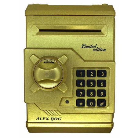 HUCHA METAL CAJA FUERTE CODIGO ALEX BOG METAL ORO EB-500