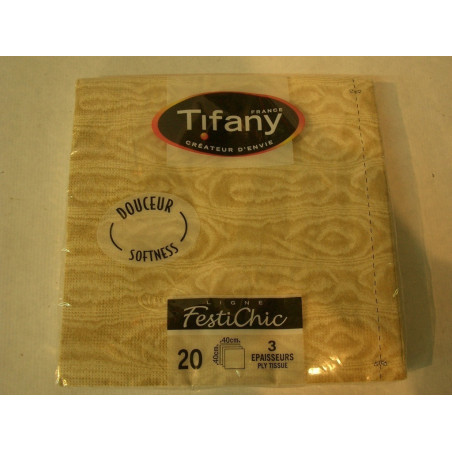 SERVILLETAS TIFANNY MOIRE ORO 40*40 PTE 20U 10351 ^