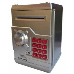 HUCHA METAL CAJA FUERTE CODIGO ALEX BOG METAL PLATA EB-600
