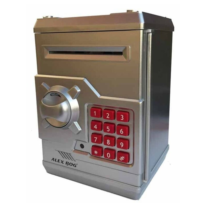 HUCHA METAL CAJA FUERTE CODIGO ALEX BOG METAL PLATA EB-600