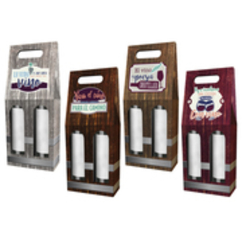 CAJA REGALO 2 BOTELLAS DECORADA C/VENTANA 324857 POESSA UNIDAD