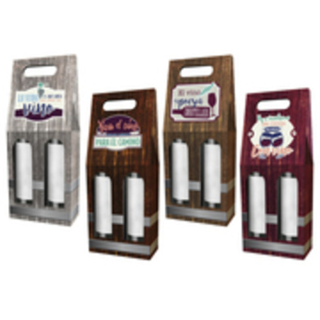 CAJA REGALO 2 BOTELLAS DECORADA C/VENTANA 324857 POESSA UNIDAD