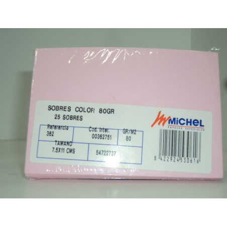 SOBRE MCH TARJETA VISITA COLOR 75*110 PTE 25U ROSA 362