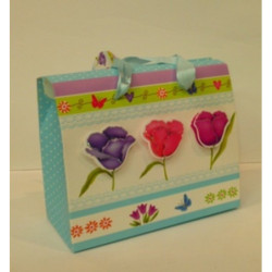 CAJA REGALO BOLSA PAPEL ARGU AMAPOLAS PURPURINA C/ASAS 37315 ^