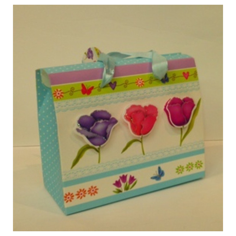 CAJA REGALO BOLSA PAPEL ARGU AMAPOLAS PURPURINA C/ASAS 37315 ^