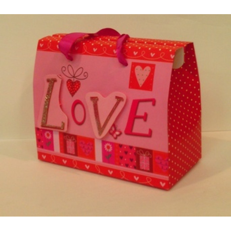 CAJA REGALO BOLSA PAPEL ARGU LOVE PURPURINA C/ASAS 37320