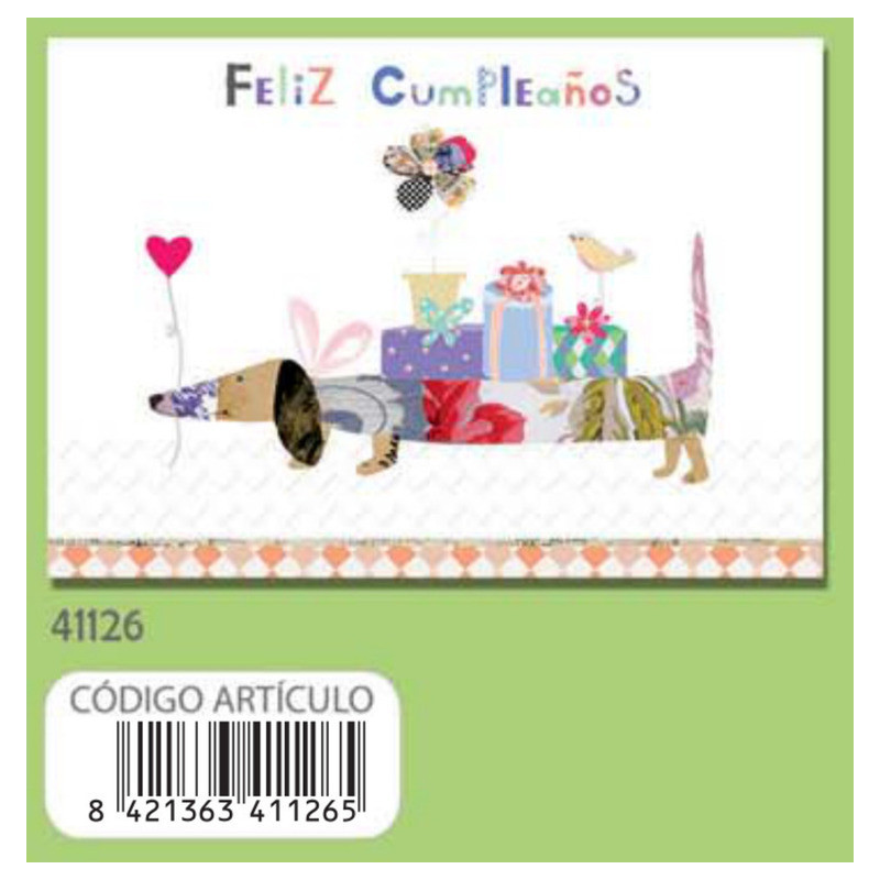 TARJETA FELICITACION ARGU TURNOWSKY PERRO REGALO 41126 UNIDAD