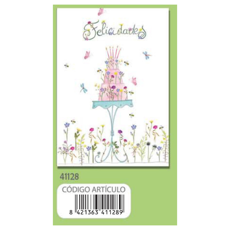 TARJETA FELICITACION ARGU TURNOWSKY TARTA VELAS 41128 UNIDAD