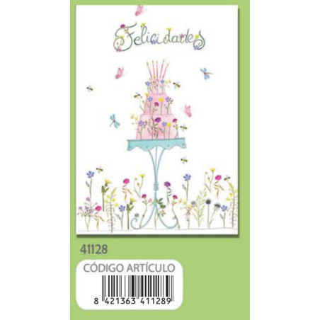 TARJETA FELICITACION ARGU TURNOWSKY TARTA VELAS 41128 UNIDAD