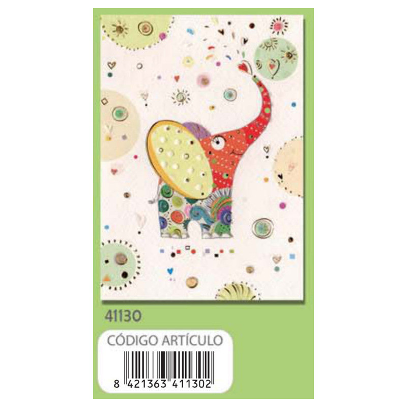 TARJETA FELICITACION ARGU TURNOWSKY ELEFANTE CORAZON 41130 UNIDAD