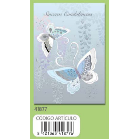 TARJETA FELICITACION ARGU TURNOWSKY MARIPOSAS CONDOLENCIAS 41877 UNIDAD