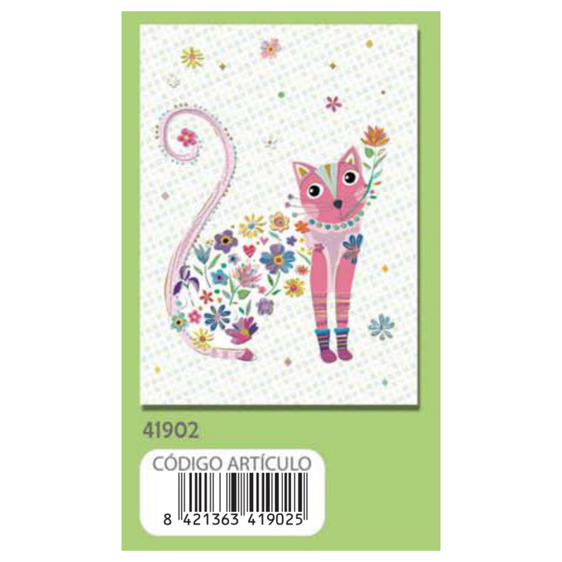 TARJETA FELICITACION ARGU TURNOWSKY GATO FLOR 41902 UNIDAD