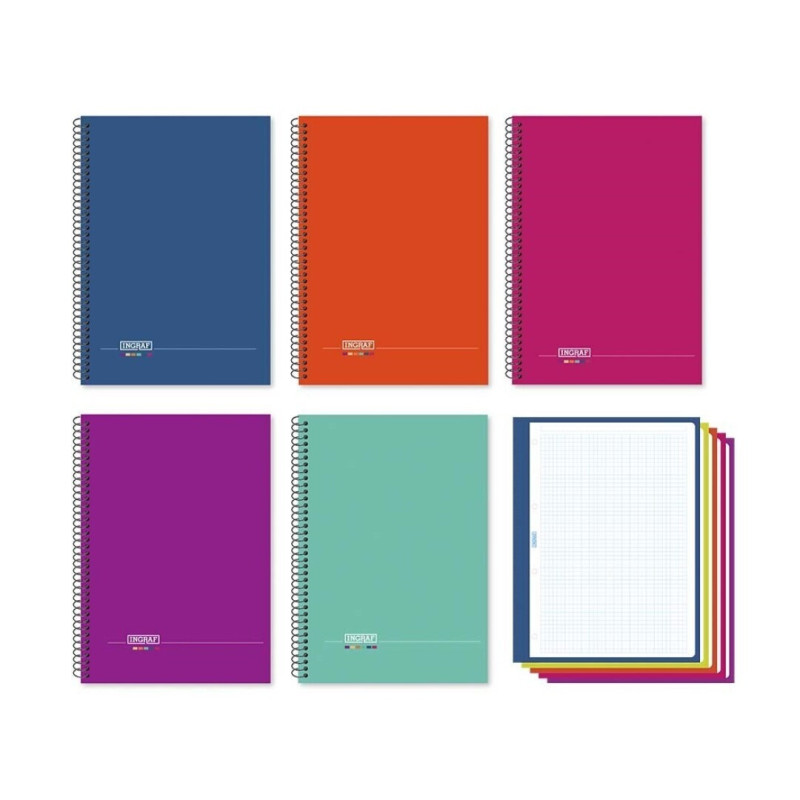 CUADERNO EUROPEAN INGRAF MEDITERRANEO A-4 120H 90G 5 COLORES 332373 POESSA (5)