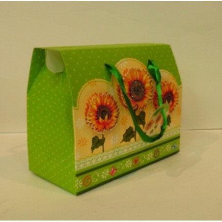 CAJA REGALO BOLSA PAPEL ARGU GIRASOLES PURPURINA C/ASAS 37314 ^