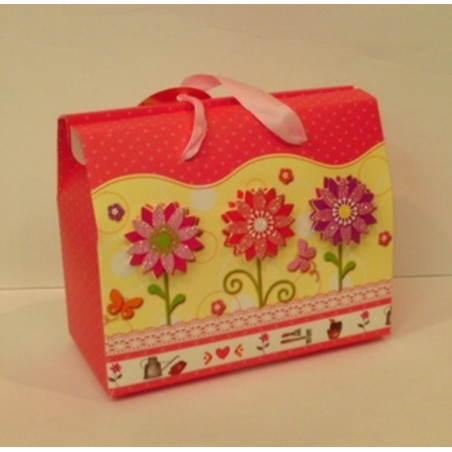 CAJA REGALO BOLSA PAPEL ARGU MARGARITAS PURPURINA C/ASAS 37317 ^