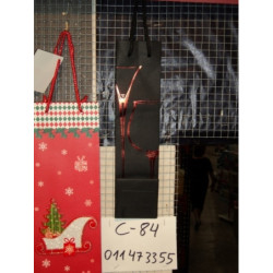 BOLSA REGALO BOTELLA KRAFT NEGRO ROJO COPAS 310*77*73 3330055