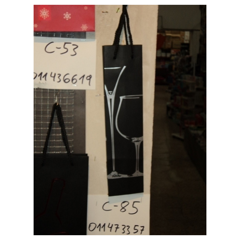 BOLSA REGALO BOTELLA KRAFT NEGRO PLATA COPAS 310*77*73 3330057