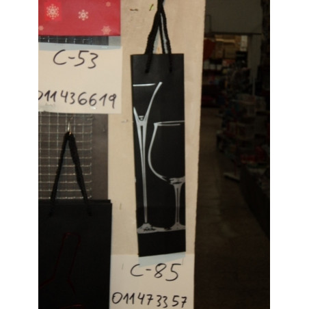BOLSA REGALO BOTELLA KRAFT NEGRO PLATA COPAS 310*77*73 3330057