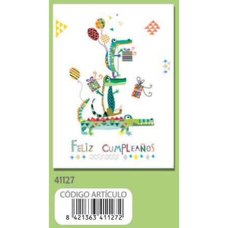 TARJETA FELICITACION ARGU TURNOWSKY COCODRILOS GLOBOS 41127 UNIDAD