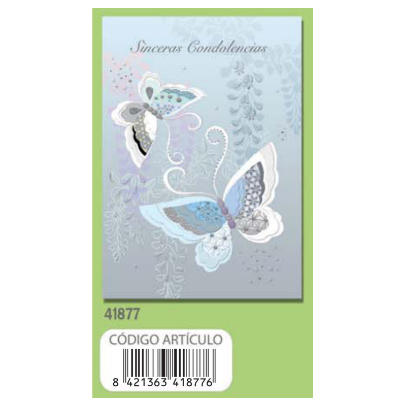 TARJETA FELICITACION ARGU TURNOWSKY MARIPOSAS CONDOLENCIAS 41877 UNIDAD