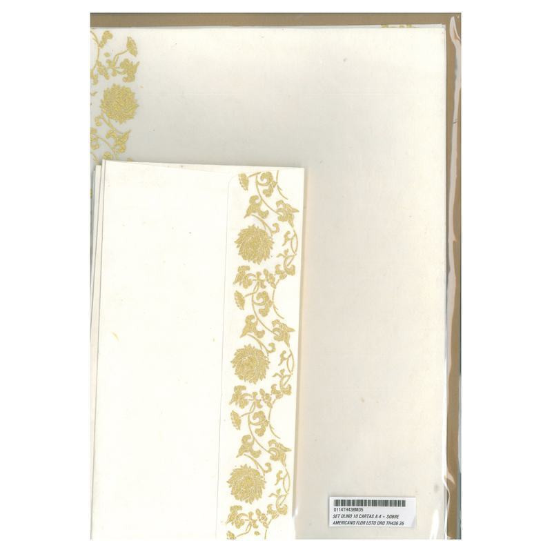 SET OLINO 10 CARTAS A-4 + SOBRE AMERICANO FLOR LOTO ORO TH436-35 ^